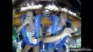 slingshot tits out|The one where the girl loses her top on the roller coaster.